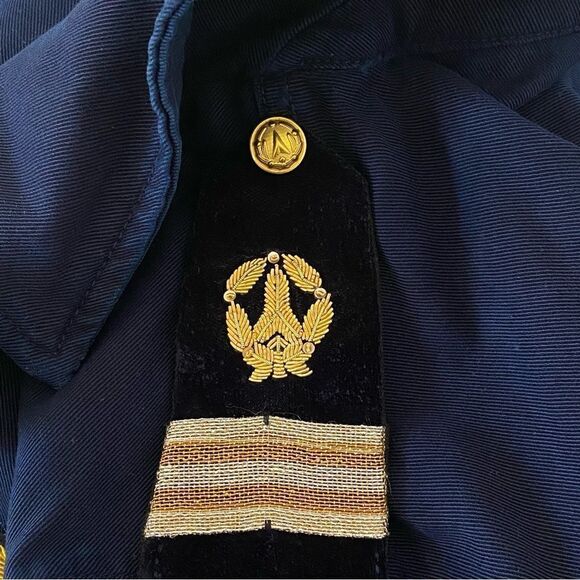L’AGENCE Eisenhower Navy Military Crop Jacket Epaulettes Sz S NWT - Picture 6 of 12